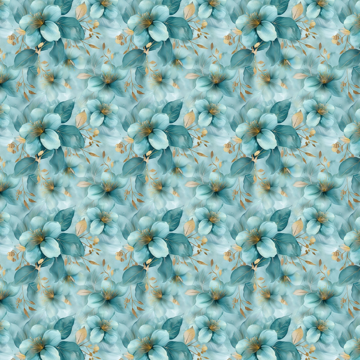 Kunstleder Flowerdream Türkis | 50x130 cm