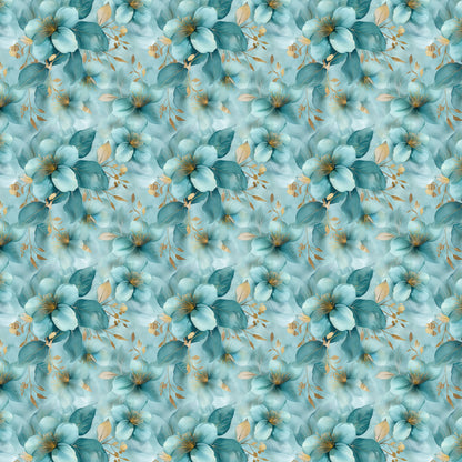 Kunstleder Flowerdream Türkis | 50x130 cm