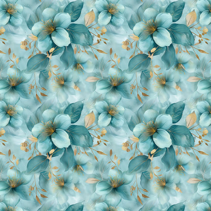 Kunstleder Flowerdream Türkis | 50x130 cm