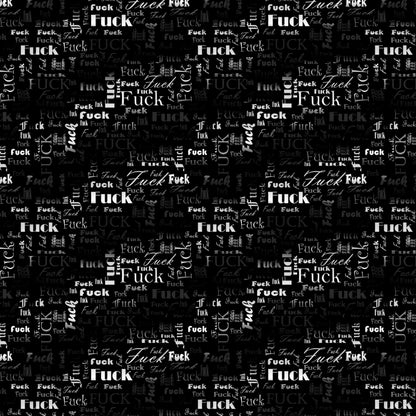 Kunstleder F.CK Wordcloud BlackWhite | 50x130 cm