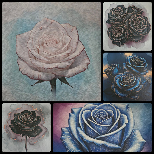 Kunstleder Panele Roses Metallise Collection | 25x 25cm