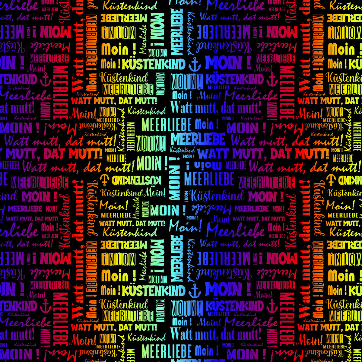 Kunstleder Wordcloud Moin Rainbow | 50x130 cm