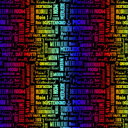 Kunstleder Wordcloud Moin Rainbow | 50x130 cm