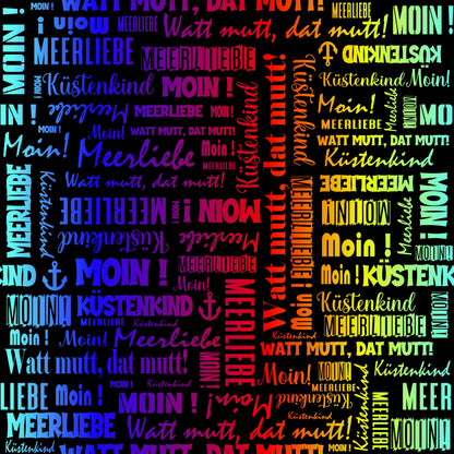 Kunstleder Wordcloud Moin Rainbow | 50x130 cm