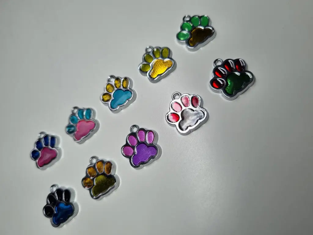 Anhänger/Charm Pfote Bunt Silber