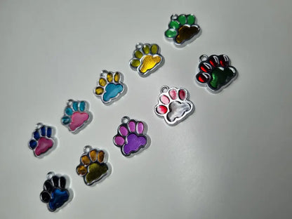 Anhänger/Charm Pfote Bunt Silber