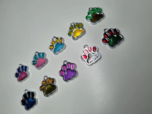 Anhänger/Charm Pfote Bunt Silber