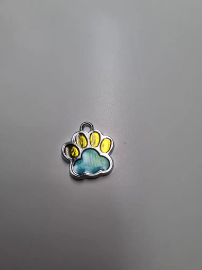 Anhänger/Charm Pfote Bunt Silber