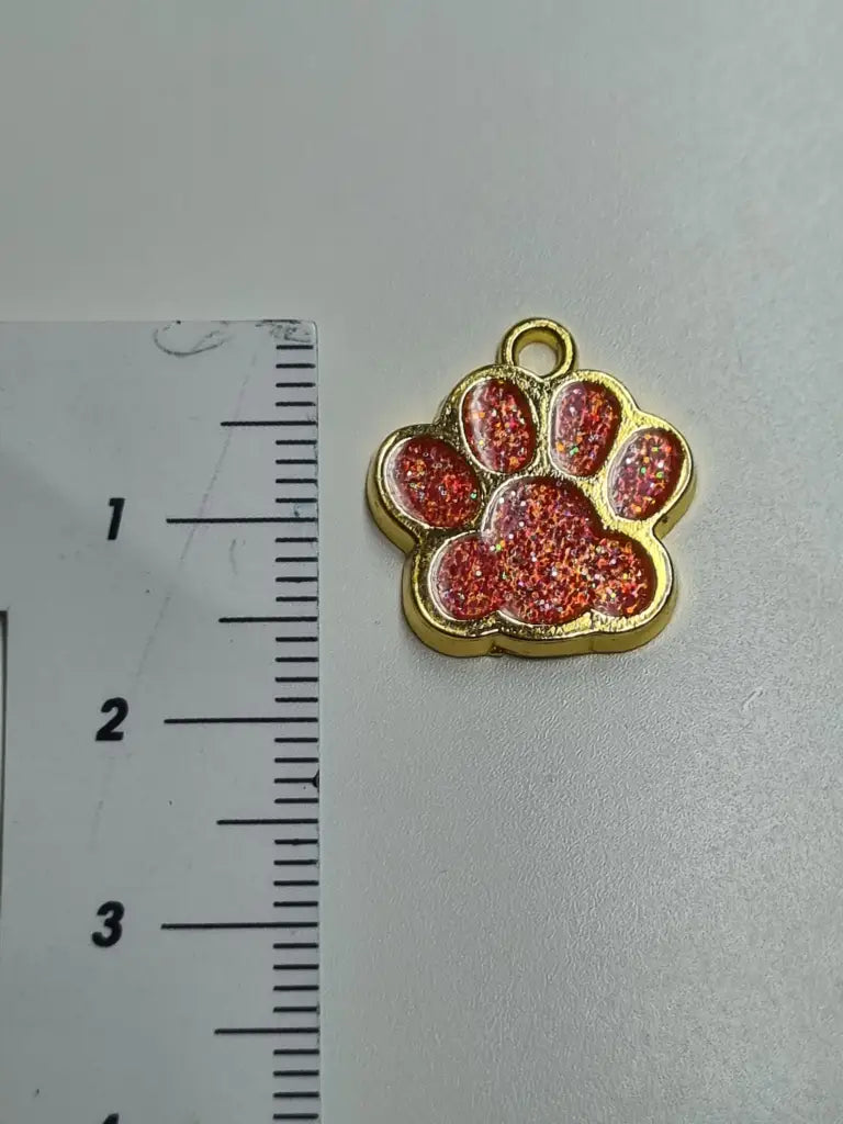 Anhänger/Charm Pfote Glitter Gold
