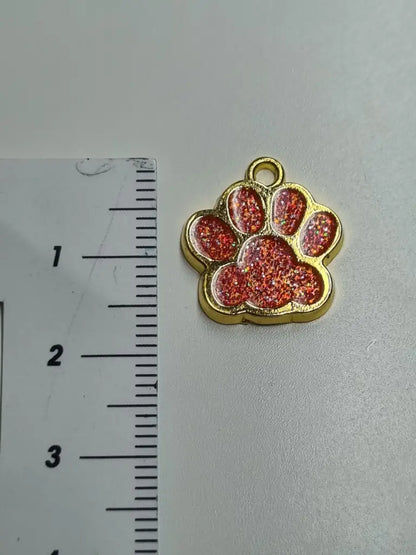 Anhänger/Charm Pfote Glitter Gold