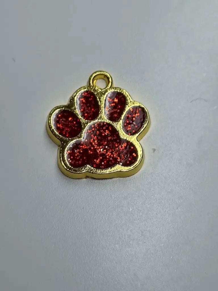 Anhänger/Charm Pfote Glitter Gold