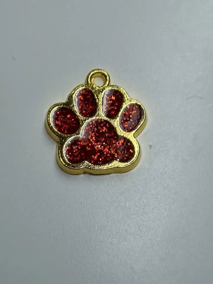 Anhänger/Charm Pfote Glitter Gold