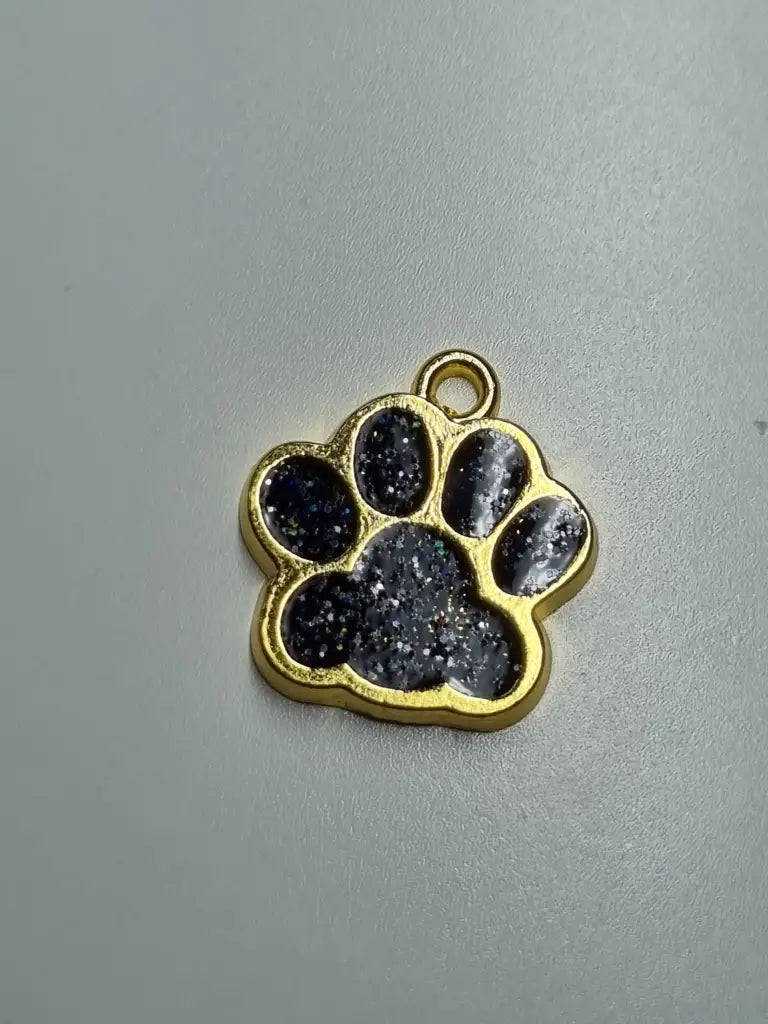 Anhänger/Charm Pfote Glitter Gold