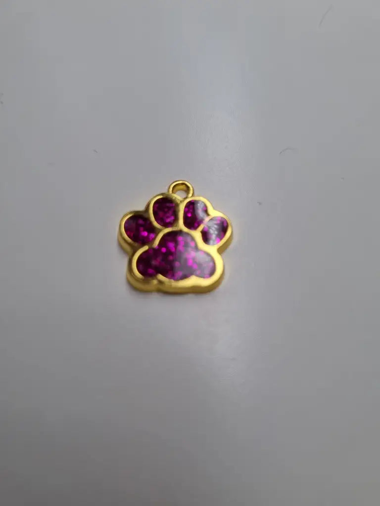 Anhänger/Charm Pfote Glitter Gold