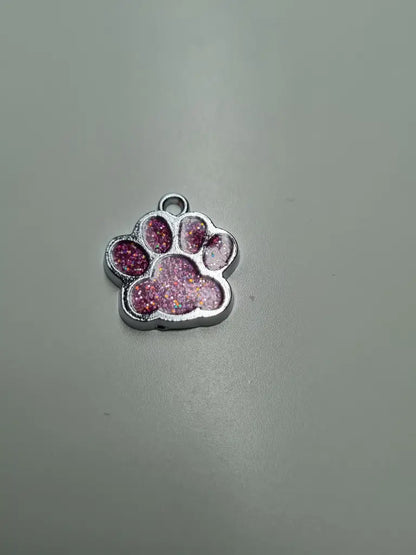 Anhänger/Charm Pfote Glitter Silber