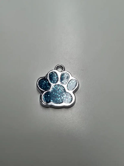 Anhänger/Charm Pfote Glitter Silber