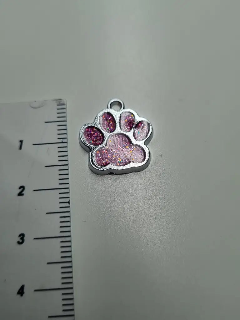 Anhänger/Charm Pfote Glitter Silber