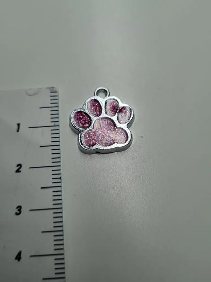 Anhänger/Charm Pfote Glitter Silber