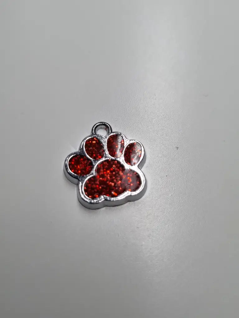 Anhänger/Charm Pfote Glitter Silber