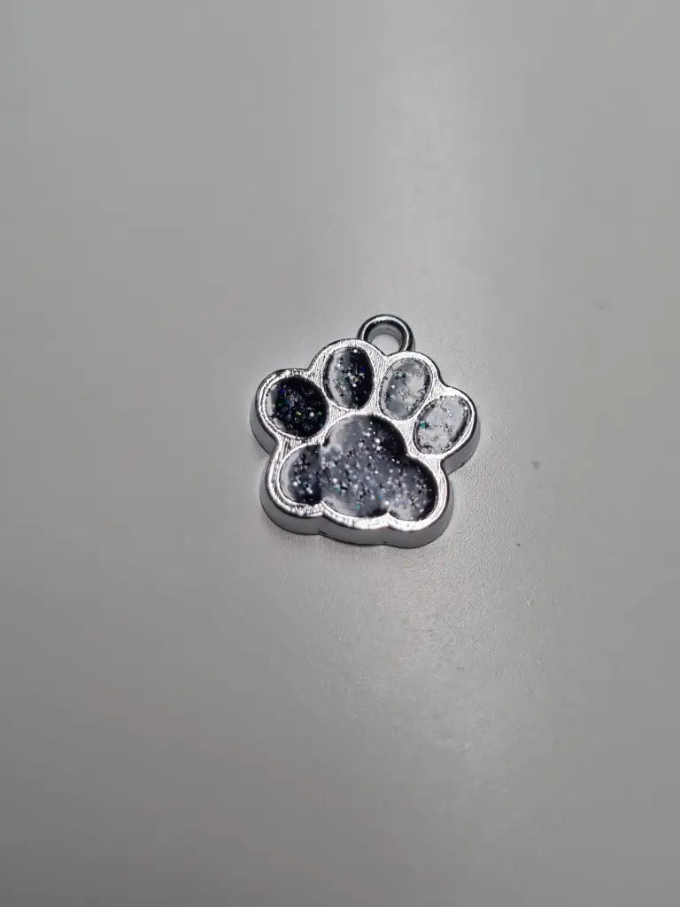 Anhänger/Charm Pfote Glitter Silber