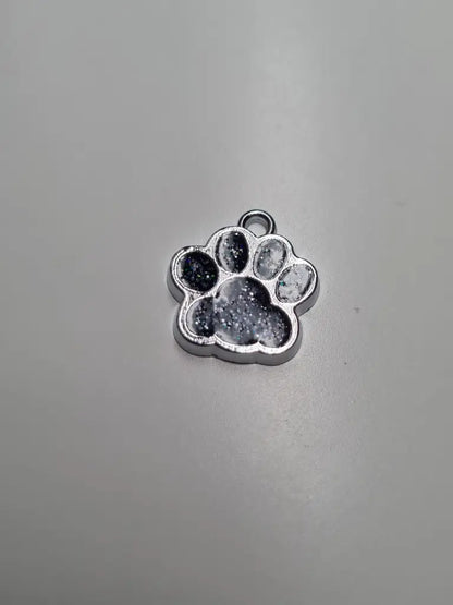 Anhänger/Charm Pfote Glitter Silber