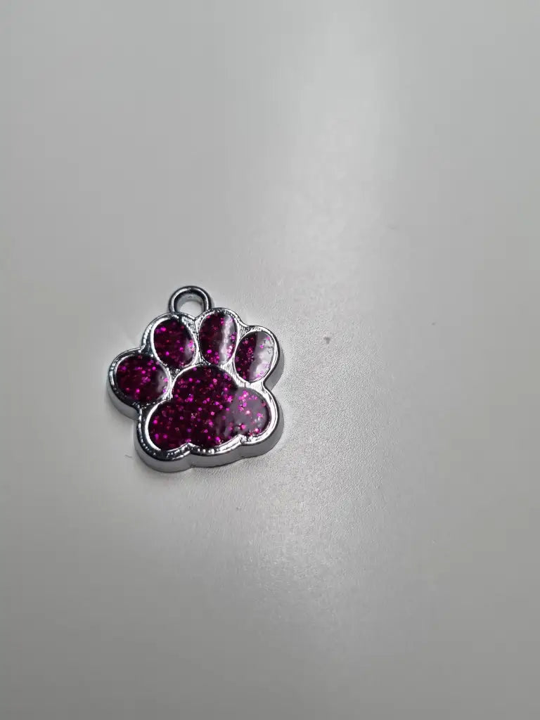Anhänger/Charm Pfote Glitter Silber