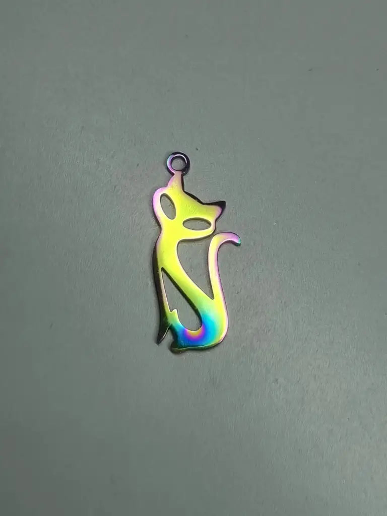 Anhänger/Charm Rainbow Schrift & Cat