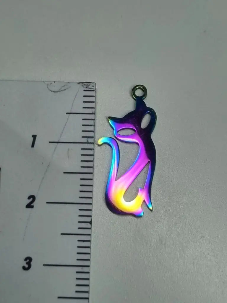 Anhänger/Charm Rainbow Schrift & Cat