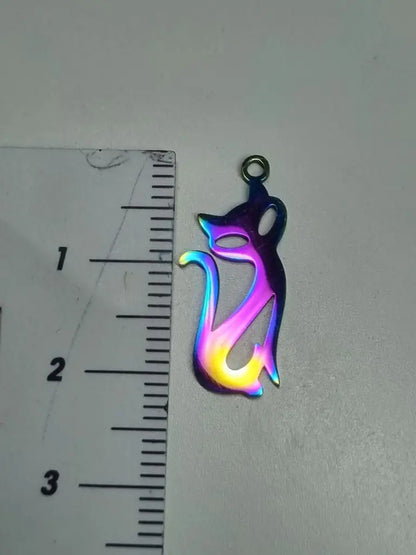 Anhänger/Charm Rainbow Schrift & Cat