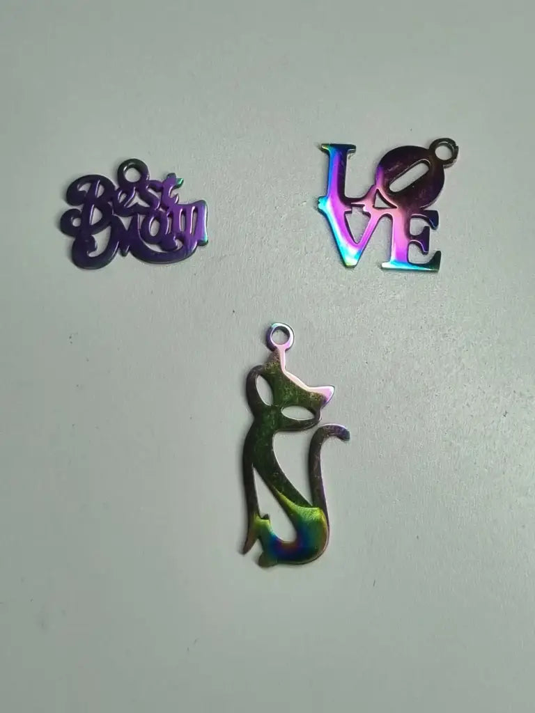 Anhänger/Charm Rainbow Schrift & Cat