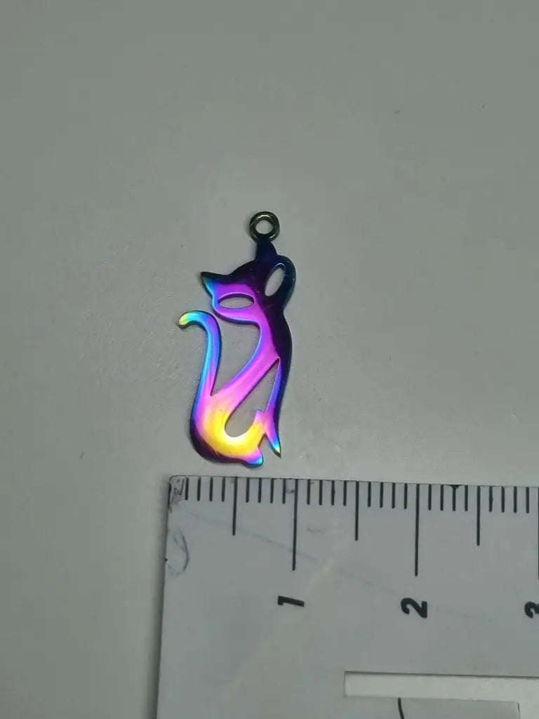 Anhänger/Charm Rainbow Schrift & Cat