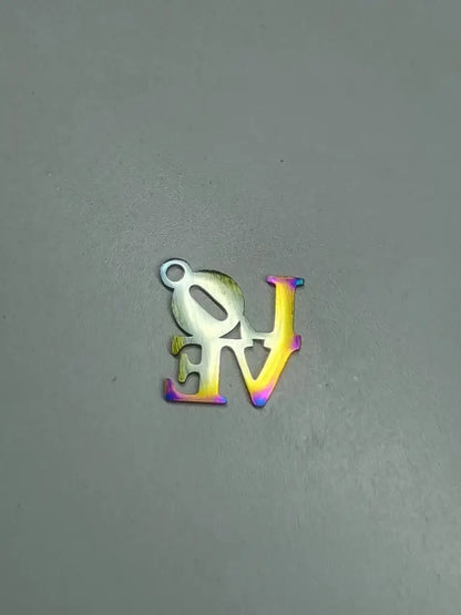 Anhänger/Charm Rainbow Schrift & Cat