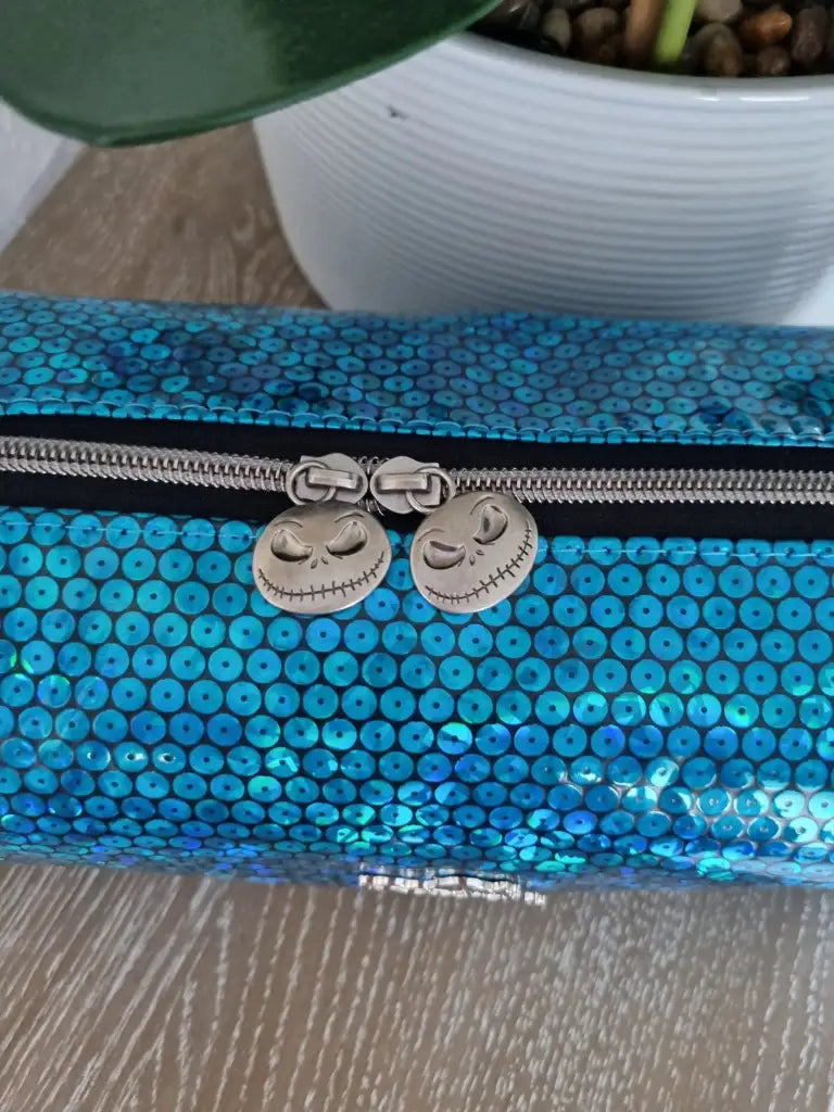 Beauty Bag Glitter Türkis - Handmade
