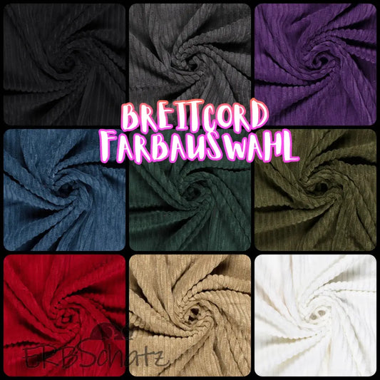 Breitcord | Farbauswahl | 1 cm Rippen Schwarz
