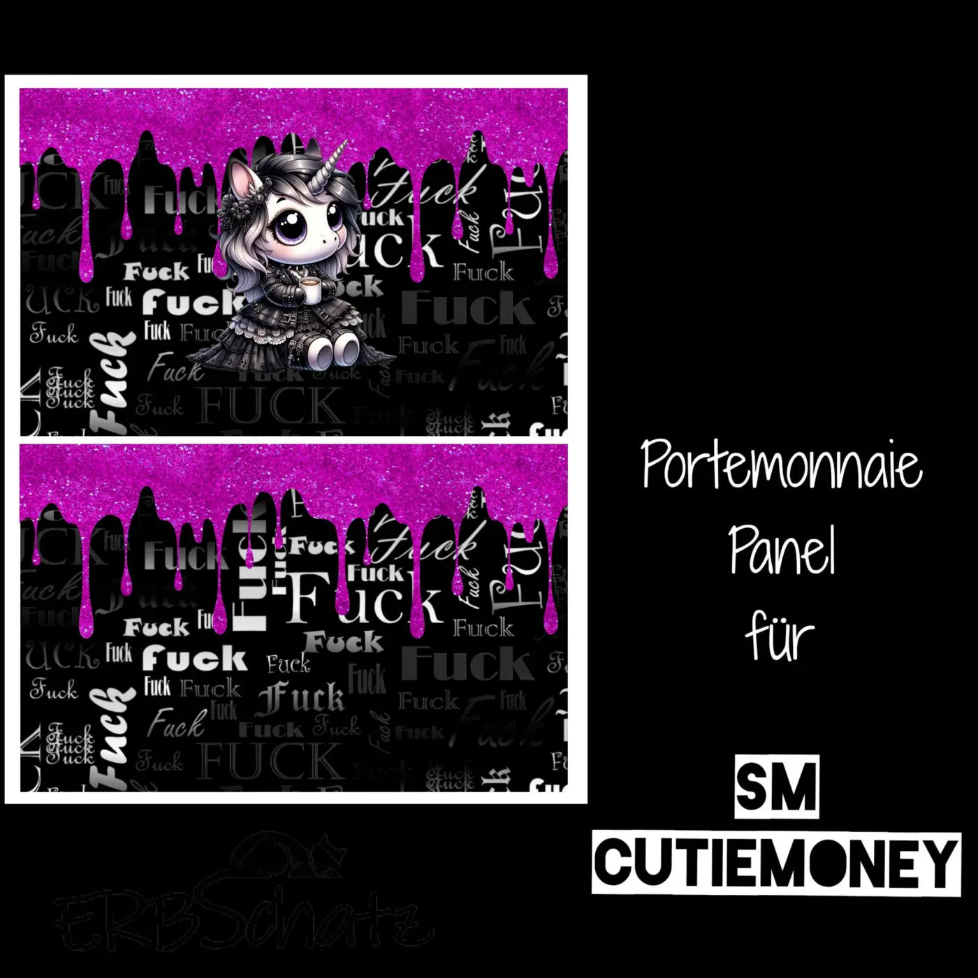 CutieMoney Duo KL Portemonnaie Panel Goth Unicorn | 16x20cm