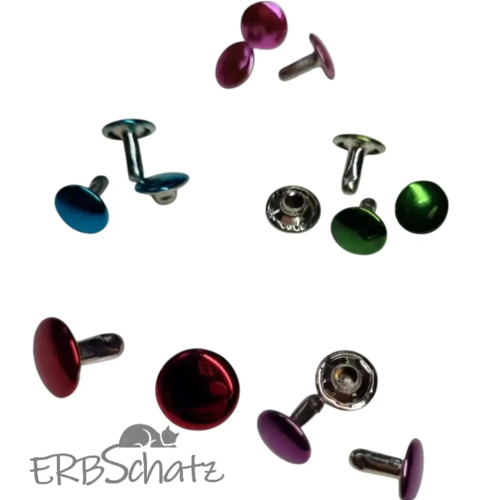 Doppelkopfnieten metallic bunt 9x9mm (neu)