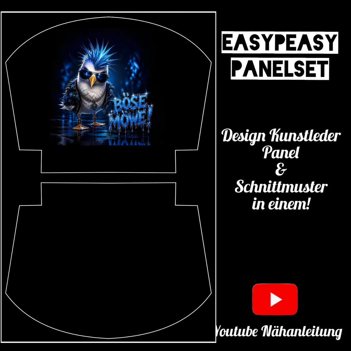 Easy Peasy KL Panelset Böse Möwe | Kosmetiktasche Roundtop