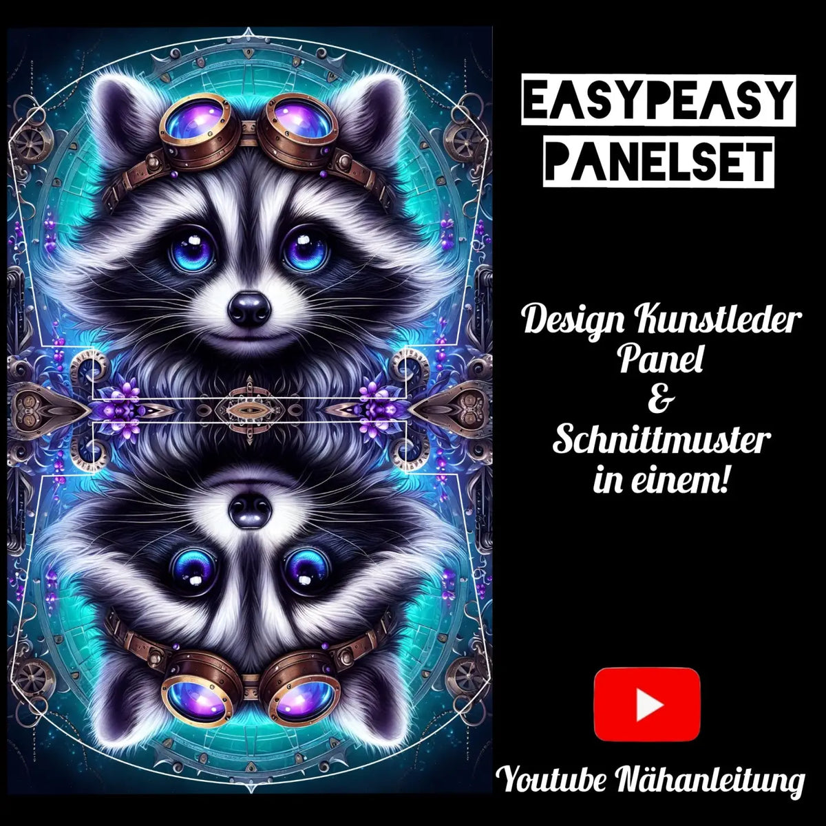 Easy Peasy KL Panelset Steampunk Raccoon | Kosmetiktasche