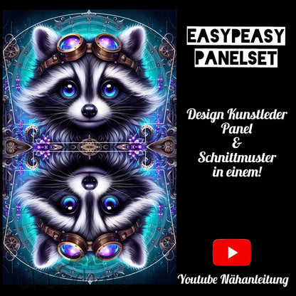 Easy Peasy KL Panelset Steampunk Raccoon | Kosmetiktasche