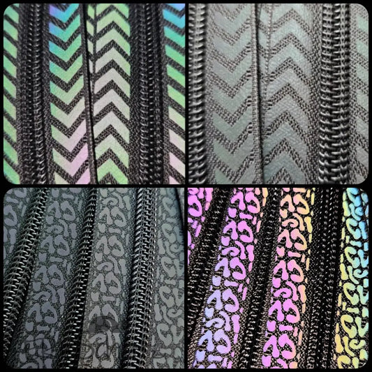 Endlosreißverschlüsse Black Rainbow reflektierend - Gr.5