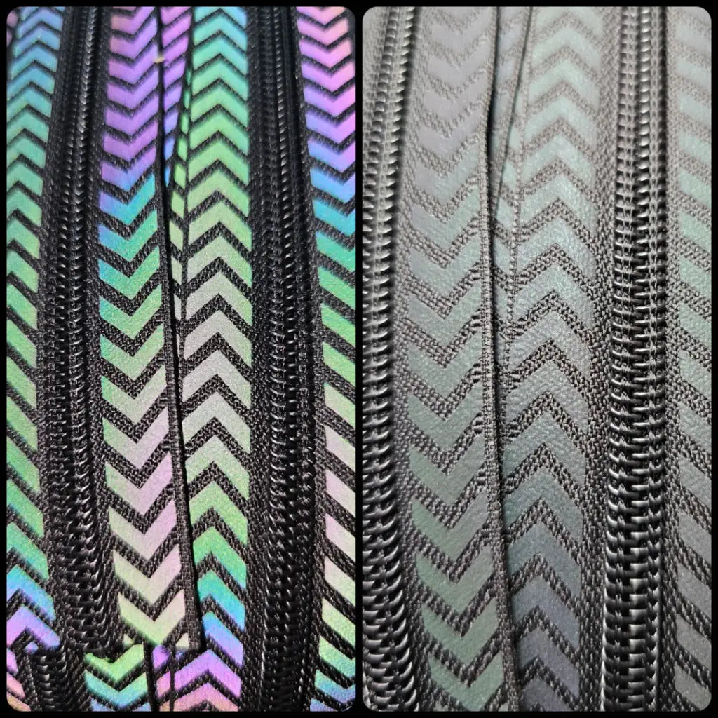 Endlosreißverschlüsse Black Rainbow reflektierend - Gr.5