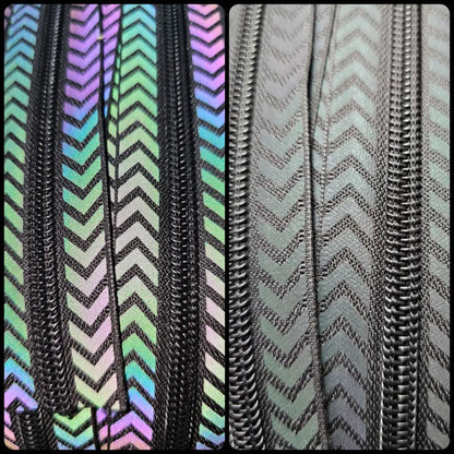 Endlosreißverschlüsse Black Rainbow reflektierend - Gr.5