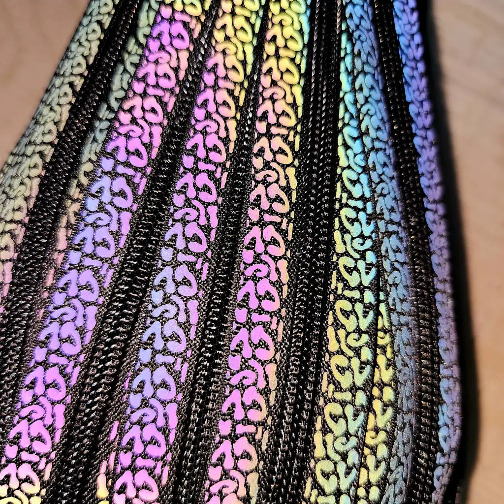 Endlosreißverschlüsse Black Rainbow reflektierend - Gr.5