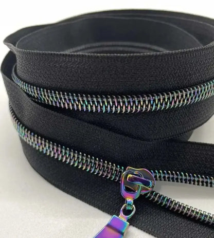 Endlosreißverschlüsse Black Star Rainbow - Gr.5