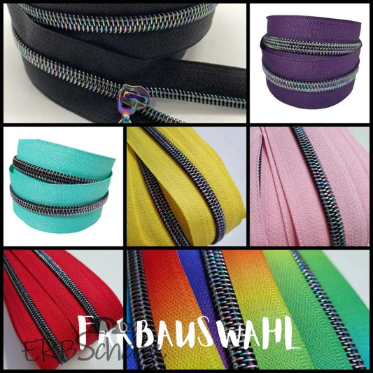 Endlosreißverschlüsse Black Star Rainbow - Gr.5