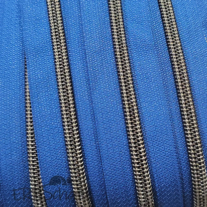 Endlosreißverschlüsse Gun Metal - Azurblau