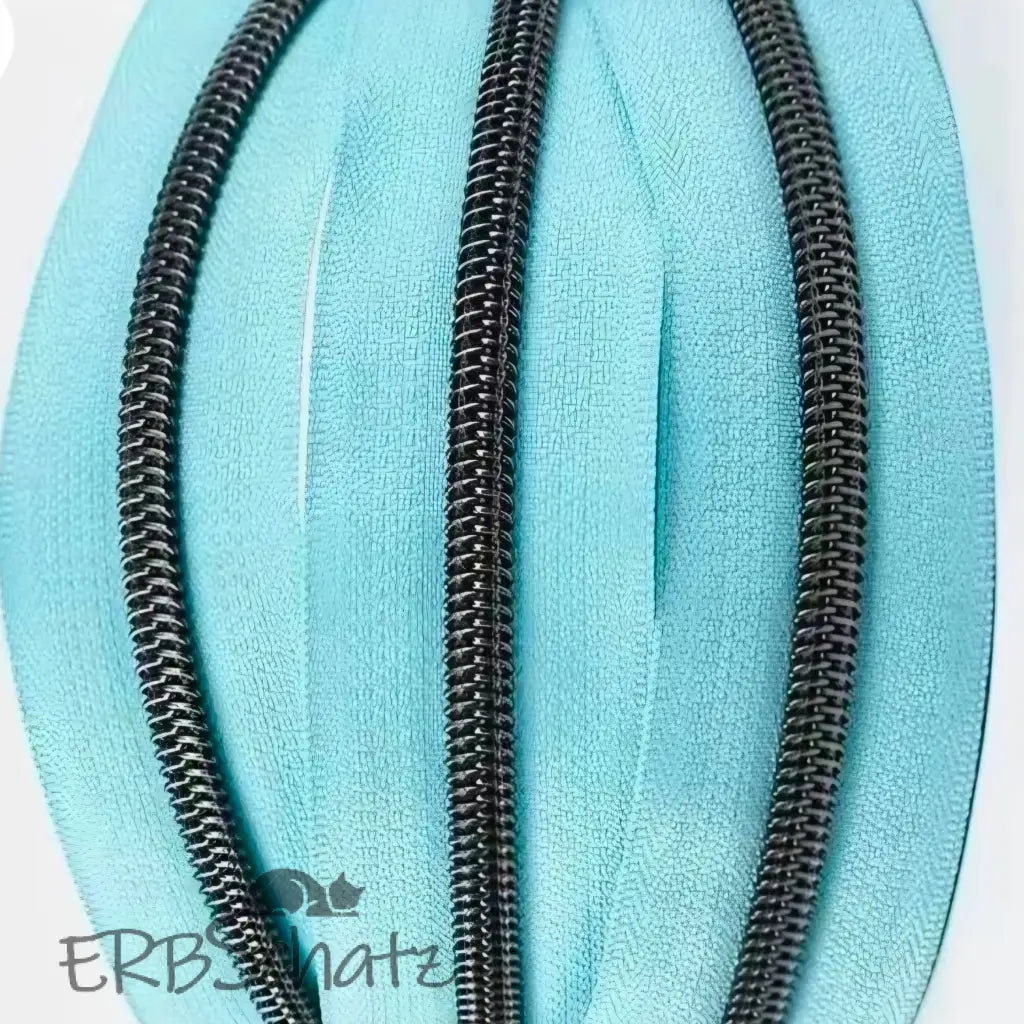 Endlosreißverschlüsse Gun Metal - Hellblau