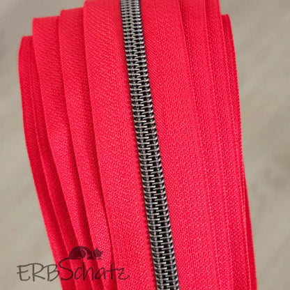 Endlosreißverschlüsse Gun Metal - Rot