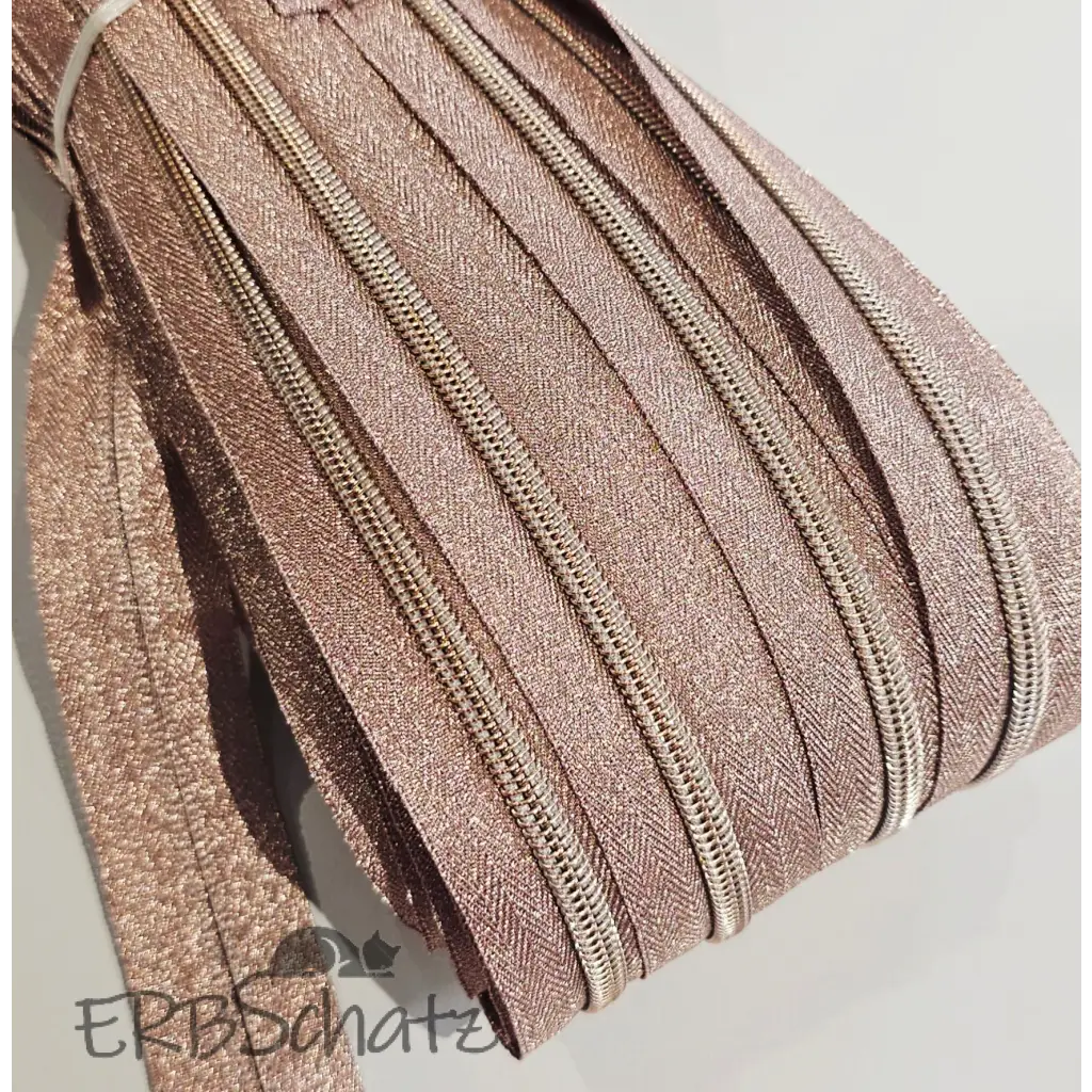 Endlosreißverschlüsse Shiny Lurex - Gold/Rose