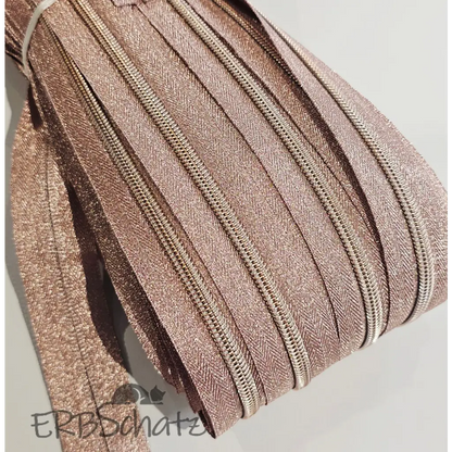 Endlosreißverschlüsse Shiny Lurex - Gold/Rose